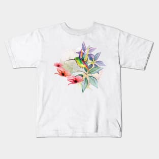 Hummingbird ecuadorian with flowers Kids T-Shirt